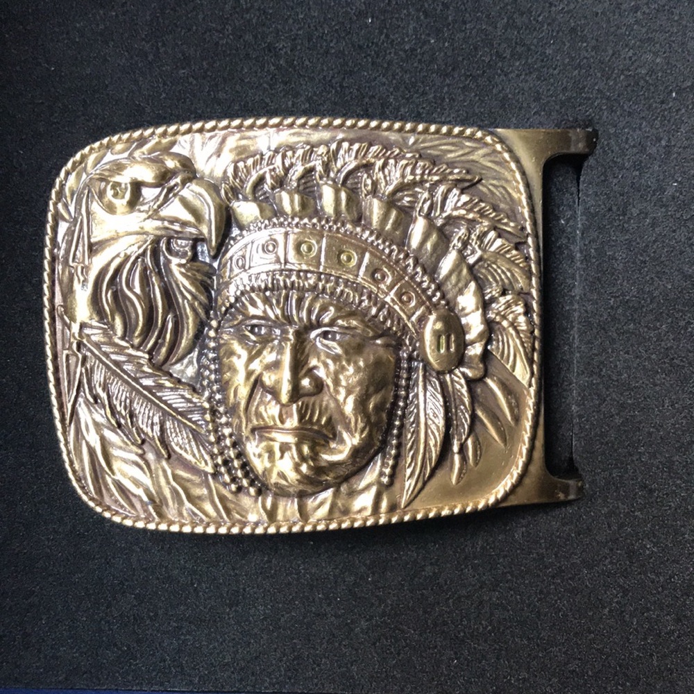 Western Chief Rectangle Solid Brass Belt Buckle - image 3